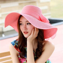 Load image into Gallery viewer, Summer Female Sun Hats Visor Hat Big Brim Classic Bowknot Folding Straw Hat Casual Outdoor Beach Cap For Women UV Protection Hat