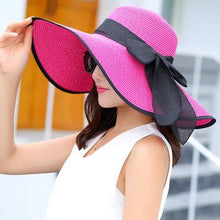 Load image into Gallery viewer, Summer Female Sun Hats Visor Hat Big Brim Classic Bowknot Folding Straw Hat Casual Outdoor Beach Cap For Women UV Protection Hat