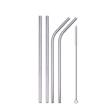 Load image into Gallery viewer, Reusable Drinking Straw, Stainless Steel Straws Straight Bent Metal Straw with Cleaner Brush Pouch