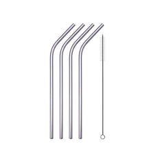 Load image into Gallery viewer, Reusable Drinking Straw, Stainless Steel Straws Straight Bent Metal Straw with Cleaner Brush Pouch
