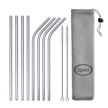 Load image into Gallery viewer, Reusable Drinking Straw, Stainless Steel Straws Straight Bent Metal Straw with Cleaner Brush Pouch