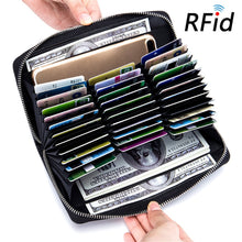 Load image into Gallery viewer, RFID Blocking Leather Credit Card Holder For Men And Women. Anti Theft Travel Passport Long Wallet Business ID Holder Purse