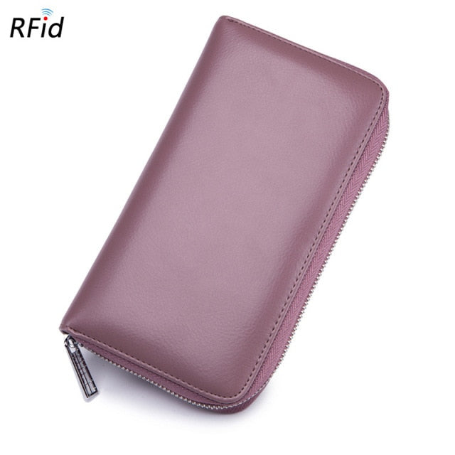 Anti-theft Men's Wallet For Credit Card Holder Leather Zipped Portable  Large 