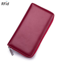 Load image into Gallery viewer, RFID Blocking Leather Credit Card Holder For Men And Women. Anti Theft Travel Passport Long Wallet Business ID Holder Purse
