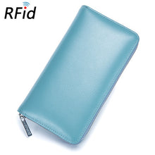 Load image into Gallery viewer, RFID Blocking Leather Credit Card Holder For Men And Women. Anti Theft Travel Passport Long Wallet Business ID Holder Purse