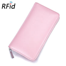 Load image into Gallery viewer, RFID Blocking Leather Credit Card Holder For Men And Women. Anti Theft Travel Passport Long Wallet Business ID Holder Purse