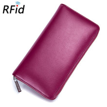 Load image into Gallery viewer, RFID Blocking Leather Credit Card Holder For Men And Women. Anti Theft Travel Passport Long Wallet Business ID Holder Purse