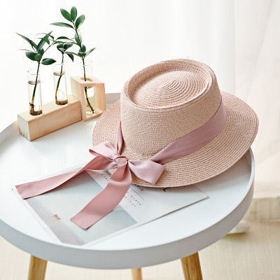 Womens Beach Hat With Bow, Straw Sun Hat, Summer Hats for Women