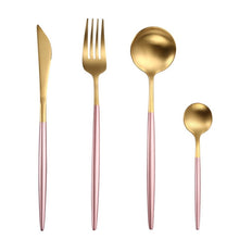 Load image into Gallery viewer, White Gold Cutlery Set Western 18/10 Stainless Steel Tableware Home Spoon Fork Knife Chopsticks Kit Dinnerware Sets tableware