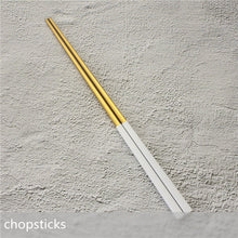 Load image into Gallery viewer, White Gold Cutlery Set Western 18/10 Stainless Steel Tableware Home Spoon Fork Knife Chopsticks Kit Dinnerware Sets tableware