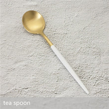 Load image into Gallery viewer, White Gold Cutlery Set Western 18/10 Stainless Steel Tableware Home Spoon Fork Knife Chopsticks Kit Dinnerware Sets tableware