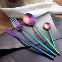 Load image into Gallery viewer, Gold Color Stainless Steel Dinnerware Cutlery Set. Forks Spoons Knives Chopstick