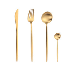 Load image into Gallery viewer, Gold Color Stainless Steel Dinnerware Cutlery Set. Forks Spoons Knives Chopstick
