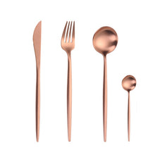 Load image into Gallery viewer, Gold Color Stainless Steel Dinnerware Cutlery Set. Forks Spoons Knives Chopstick