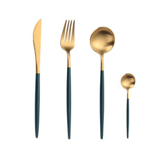 Load image into Gallery viewer, Gold Color Stainless Steel Dinnerware Cutlery Set. Forks Spoons Knives Chopstick