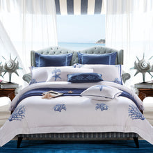 Load image into Gallery viewer, Embroidered Duvet Cover Bedding Set. Soft Egyptian Cotton. Queen, King and Super King Size 4/6/10Pcs