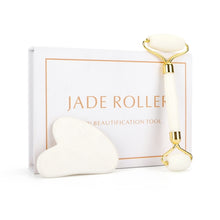 Load image into Gallery viewer, Natural Rose Quartz Jade Roller Facial Body Massager Roller Jade Stone Massage Set Face Lifting Beauty Massage Tool