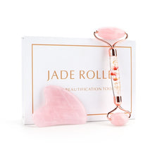 Load image into Gallery viewer, Natural Rose Quartz Jade Roller Facial Body Massager Roller Jade Stone Massage Set Face Lifting Beauty Massage Tool