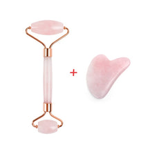 Load image into Gallery viewer, Natural Rose Quartz Jade Roller Facial Body Massager Roller Jade Stone Massage Set Face Lifting Beauty Massage Tool
