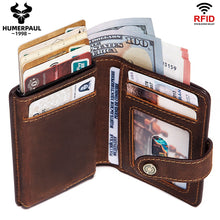 Load image into Gallery viewer, RFID Credit Card Holder Wallet Aluminum Pop Up Cardholder Blocking Case Crazy Horse Leather Big Creditcard Holder Coin Purse
