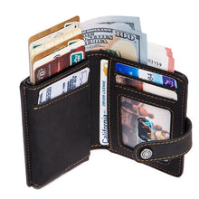Load image into Gallery viewer, RFID Credit Card Holder Wallet Aluminum Pop Up Cardholder Blocking Case Crazy Horse Leather Big Creditcard Holder Coin Purse