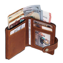 Load image into Gallery viewer, RFID Credit Card Holder Wallet Aluminum Pop Up Cardholder Blocking Case Crazy Horse Leather Big Creditcard Holder Coin Purse