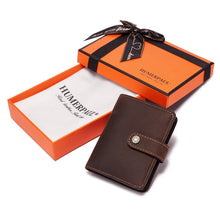 Load image into Gallery viewer, RFID Credit Card Holder Wallet Aluminum Pop Up Cardholder Blocking Case Crazy Horse Leather Big Creditcard Holder Coin Purse