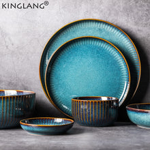 Load image into Gallery viewer, Nordic Style Kiln Glazed Ceramic Rice Salad Bowl Soup Bowl Round Dish Dinner Plate