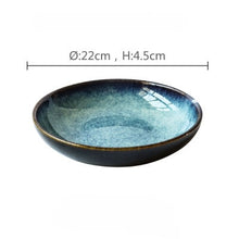 Load image into Gallery viewer, KINGLANG Ceramic Deep Blue  Dinner Deep Salad Plate Soup Sauce Plate Dish Wholesale Tableware