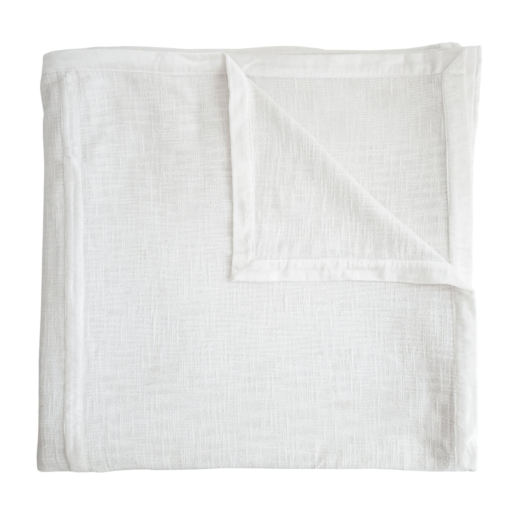 Chunky Weave White Cotton Queen Coverlet