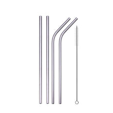 Load image into Gallery viewer, Reusable Drinking Straw, Stainless Steel Straws Straight Bent Metal Straw with Cleaner Brush Pouch
