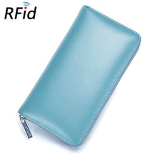 Load image into Gallery viewer, RFID Blocking Leather Credit Card Holder For Men And Women. Anti Theft Travel Passport Long Wallet Business ID Holder Purse
