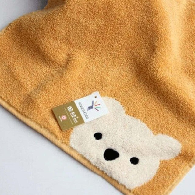Children Towels Baby Face Towel Cute Cartoon Bear Pattern Hangable Hand Towel Soft Cotton Towels Kids Bathroom Products