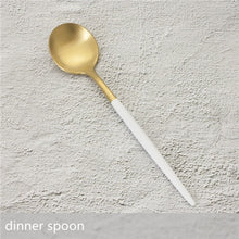 Load image into Gallery viewer, White Gold Cutlery Set Western 18/10 Stainless Steel Tableware Home Spoon Fork Knife Chopsticks Kit Dinnerware Sets tableware
