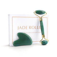 Load image into Gallery viewer, Natural Rose Quartz Jade Roller Facial Body Massager Roller Jade Stone Massage Set Face Lifting Beauty Massage Tool
