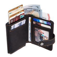 Load image into Gallery viewer, RFID Credit Card Holder Wallet Aluminum Pop Up Cardholder Blocking Case Crazy Horse Leather Big Creditcard Holder Coin Purse
